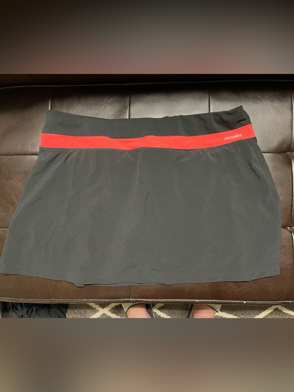 Black Athletic Skort with Red Waistband